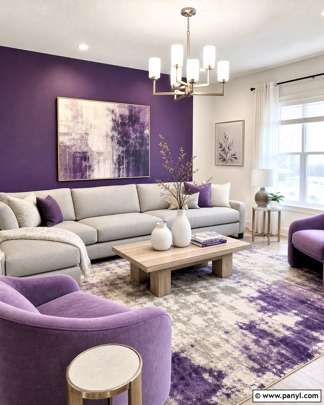 Purple Accent Wall Living Room - 20 purple room design ideas