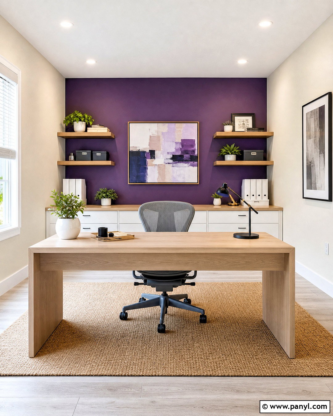 Purple Accent Wall Office - 20 purple office paint ideas