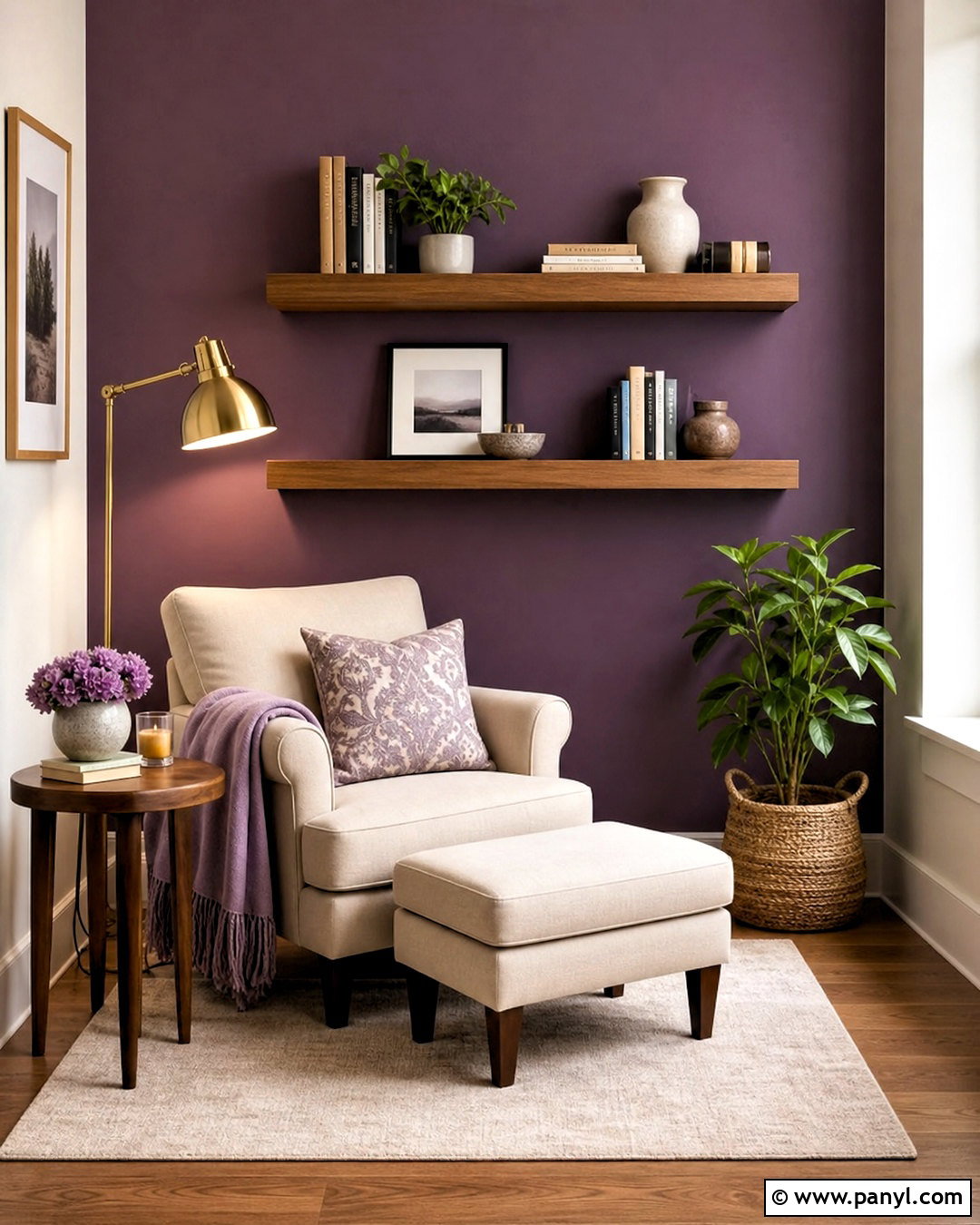 Purple Accent Wall Reading Nook - 20 purple accent wall ideas
