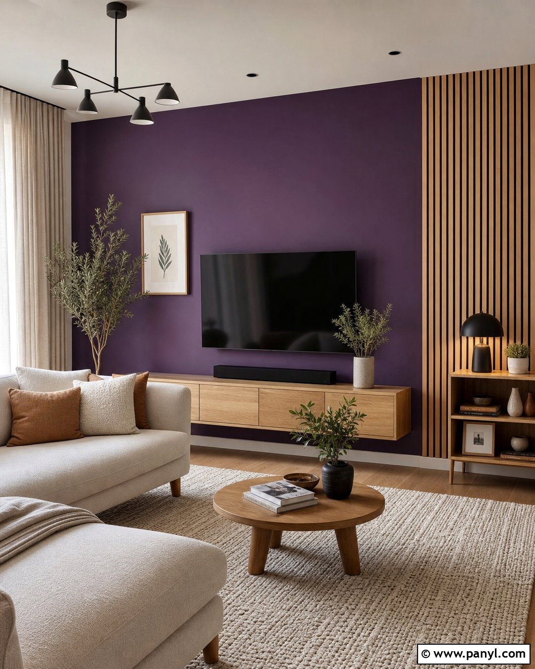 Purple Accent Wall With Wood Paneling - 20 How To Style A Purple Accent Wall Ideas