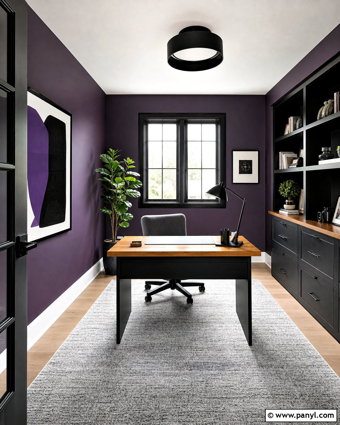 Purple And Black Office - 20 purple office paint ideas