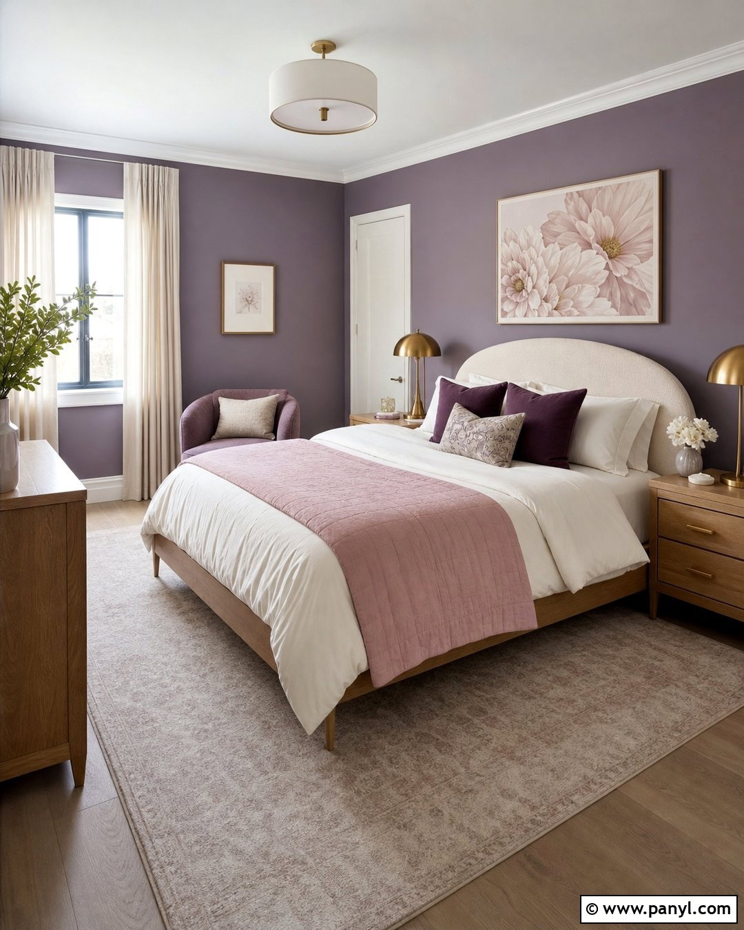 Purple And Blush Bedroom Wall - 45 Purple Wall Ideas