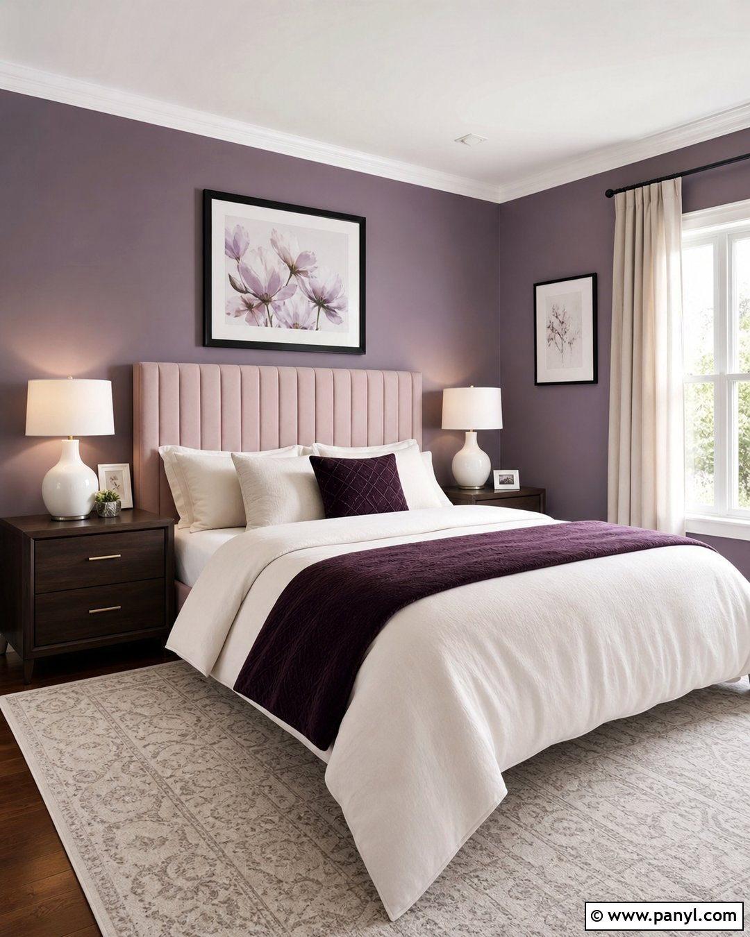 Purple And Blush Wall Bedroom - 35 Purple Wall Room Ideas