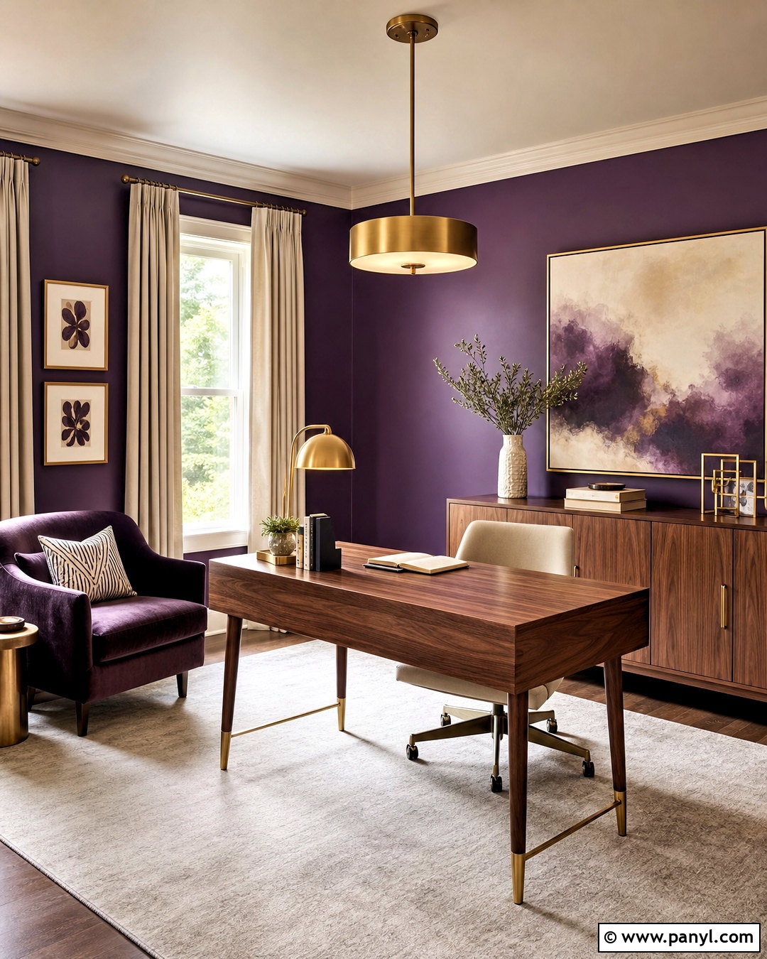 Purple And Brass Office - 20 purple office paint ideas