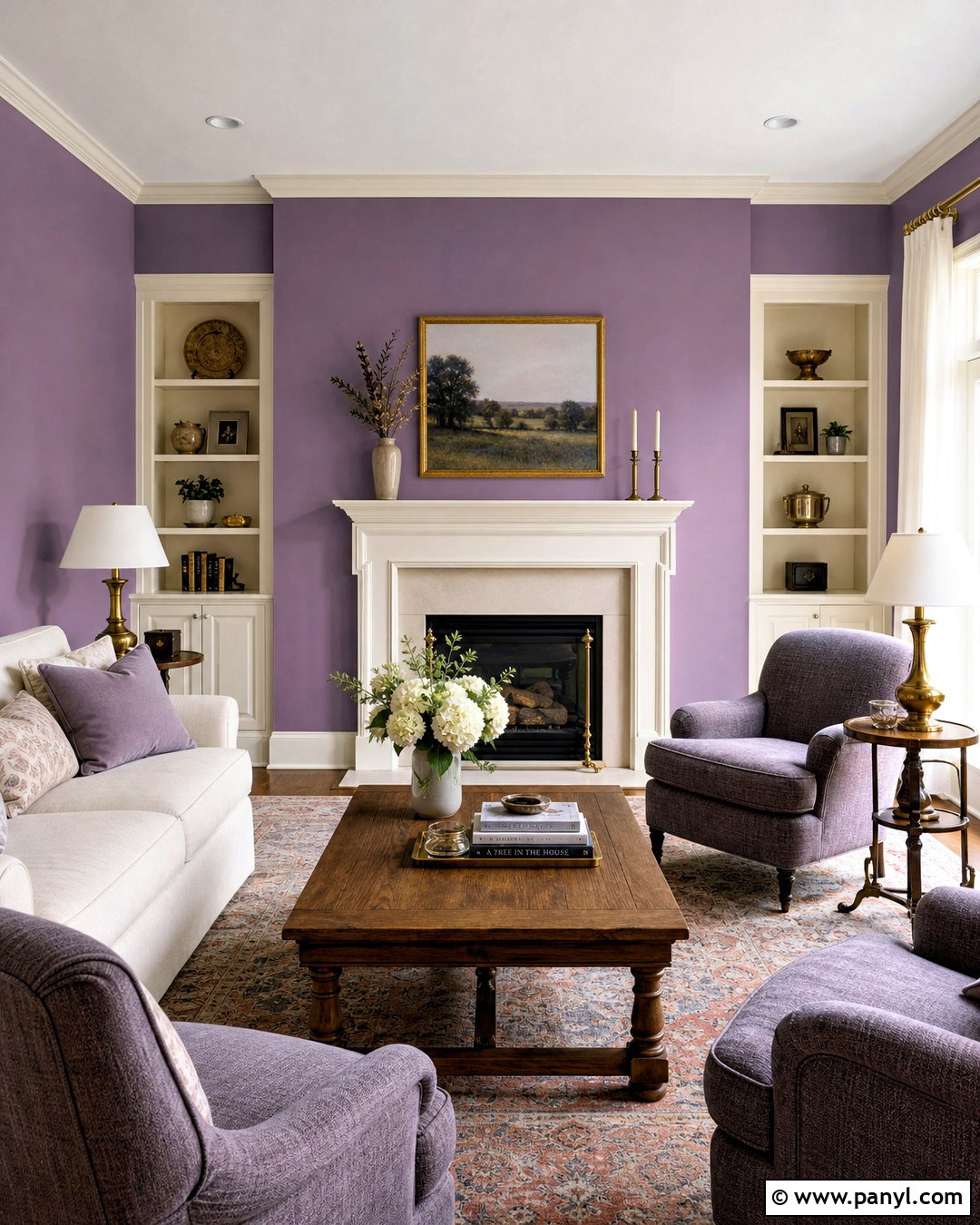 Purple And Cream Sitting Room - 20 purple room paint ideas