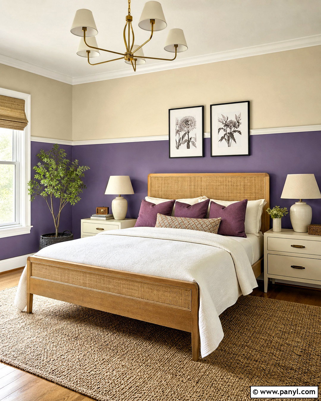 Purple And Cream Two-Tone Walls - 20 purple wall painting ideas bedroom ideas