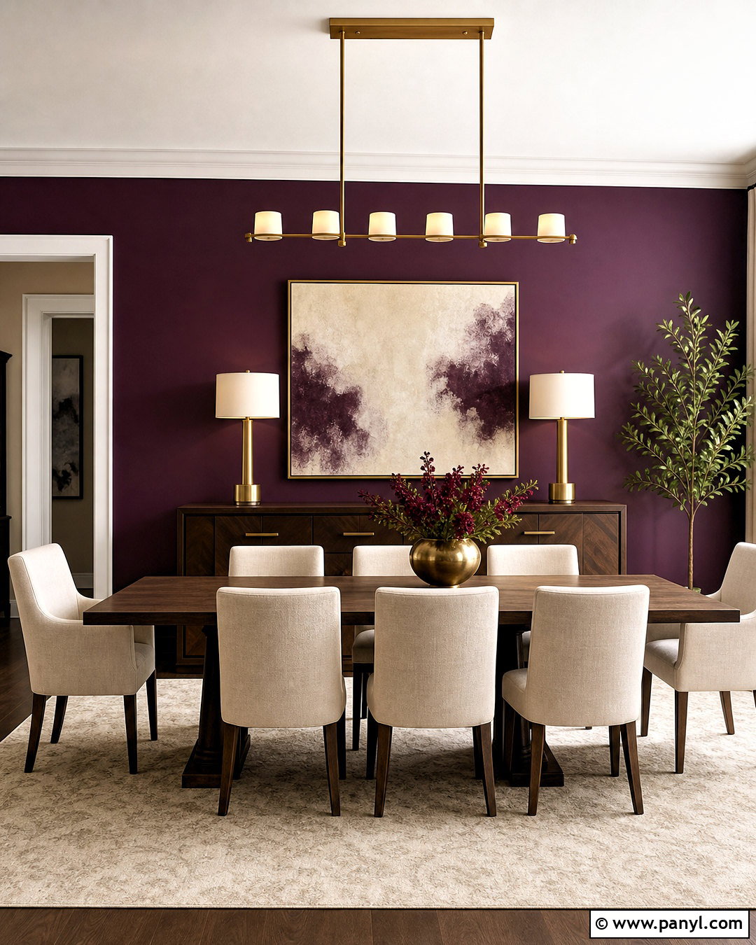 Purple And Gold Accent Wall Dining Room - 20 purple accent wall ideas