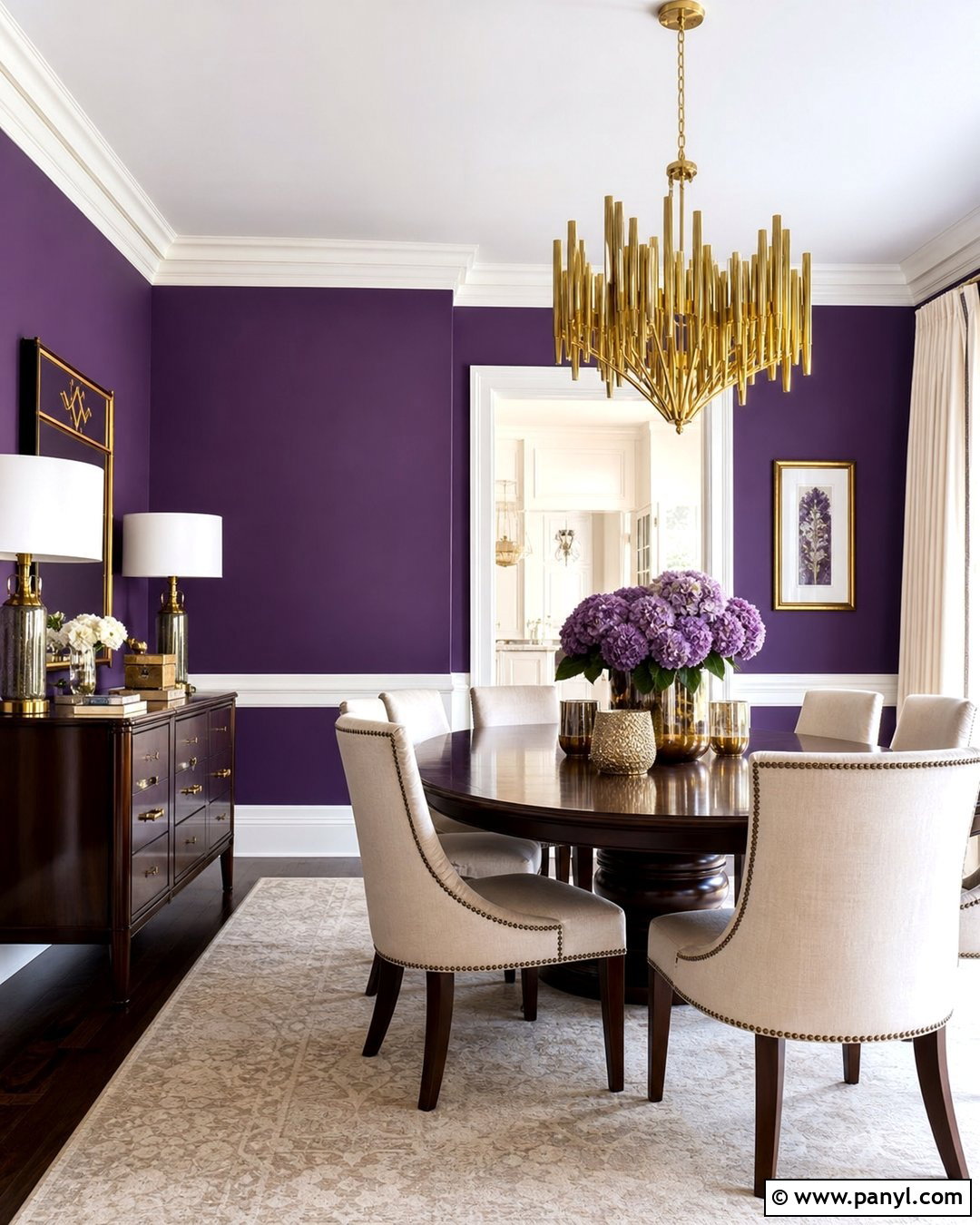 Purple And Gold Dining Room Wall - 45 Purple Wall Ideas