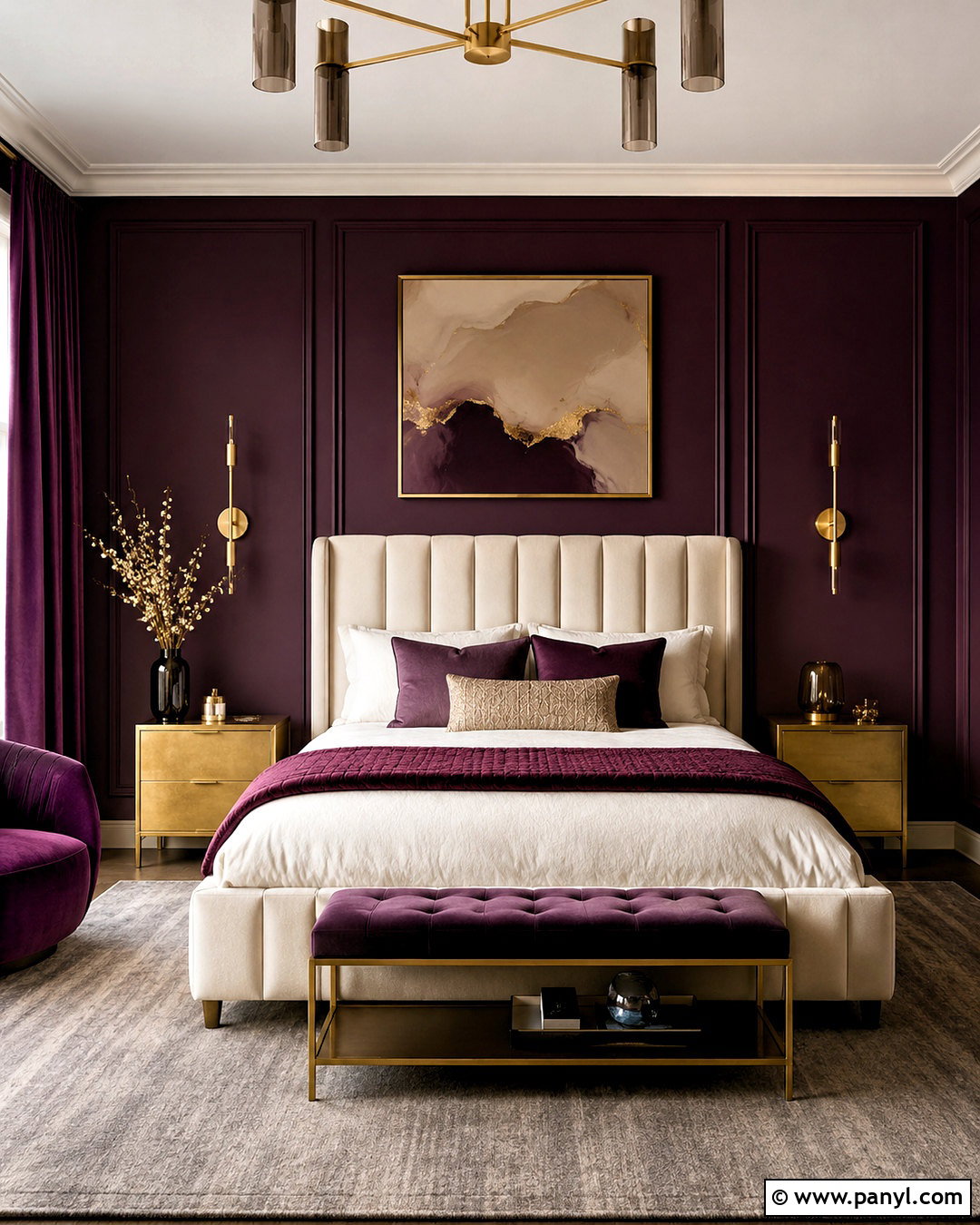 Purple And Gold Glam Bedroom - 20 moody purple bedroom ideas