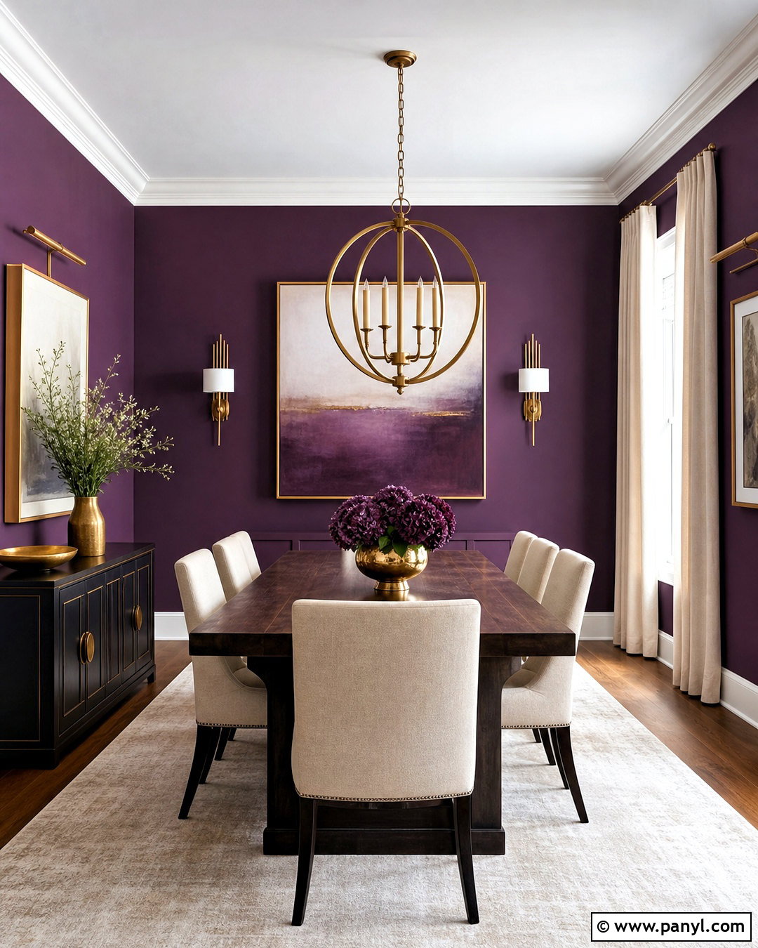Purple And Gold Wall Dining Room - 20 purple wall design ideas