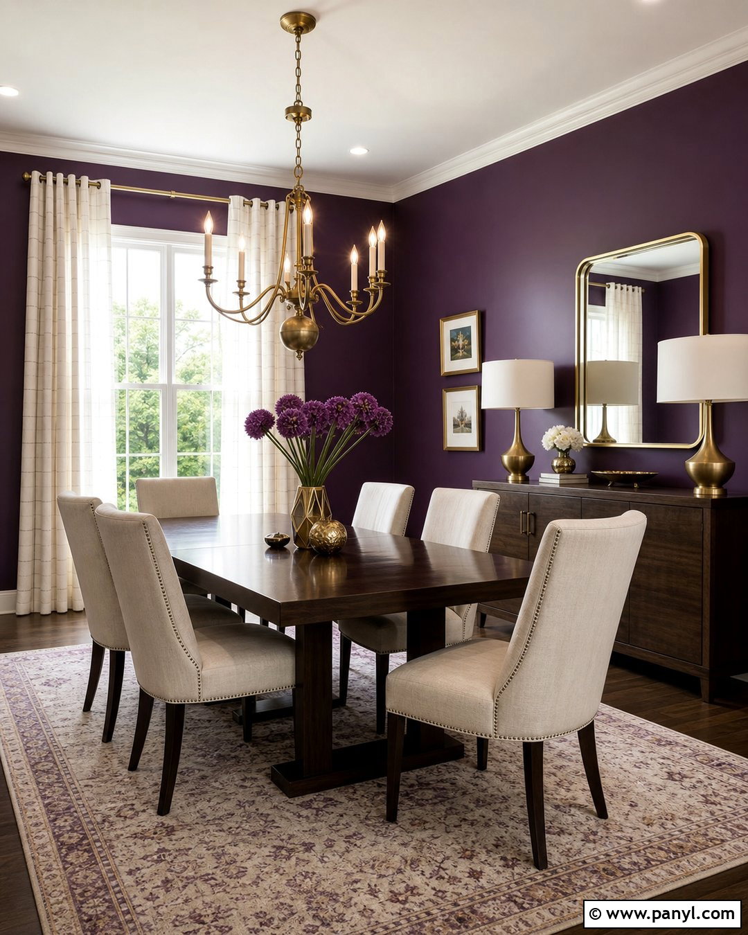 Purple And Gold Wall Dining Room - 35 Purple Wall Room Ideas