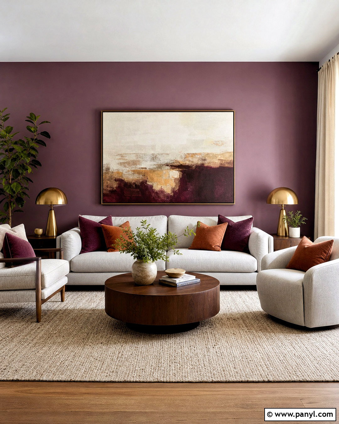 Purple And Gray Accent Wall Living Room - 20 purple accent wall ideas