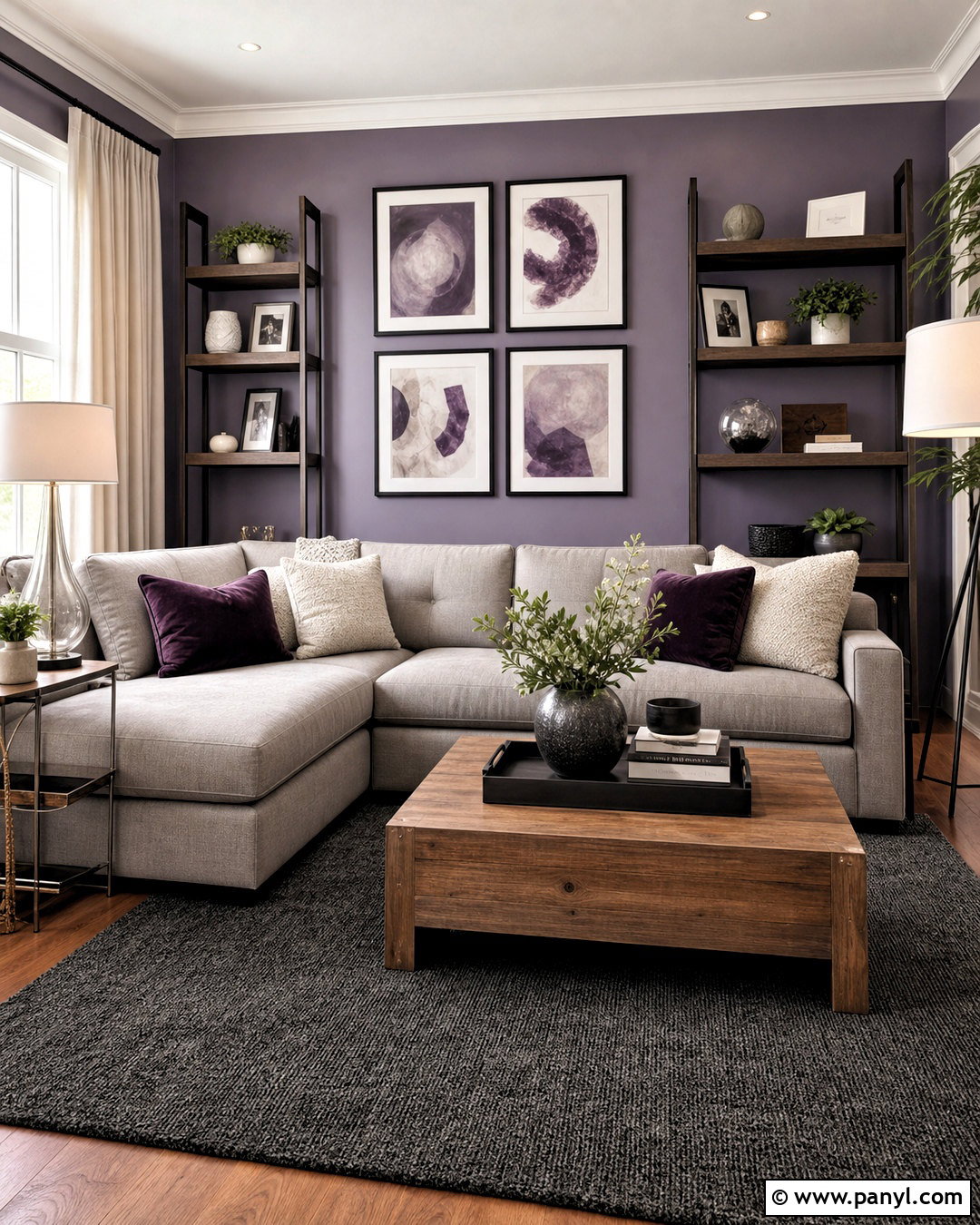 Purple And Gray Living Room - 20 purple walls living room ideas