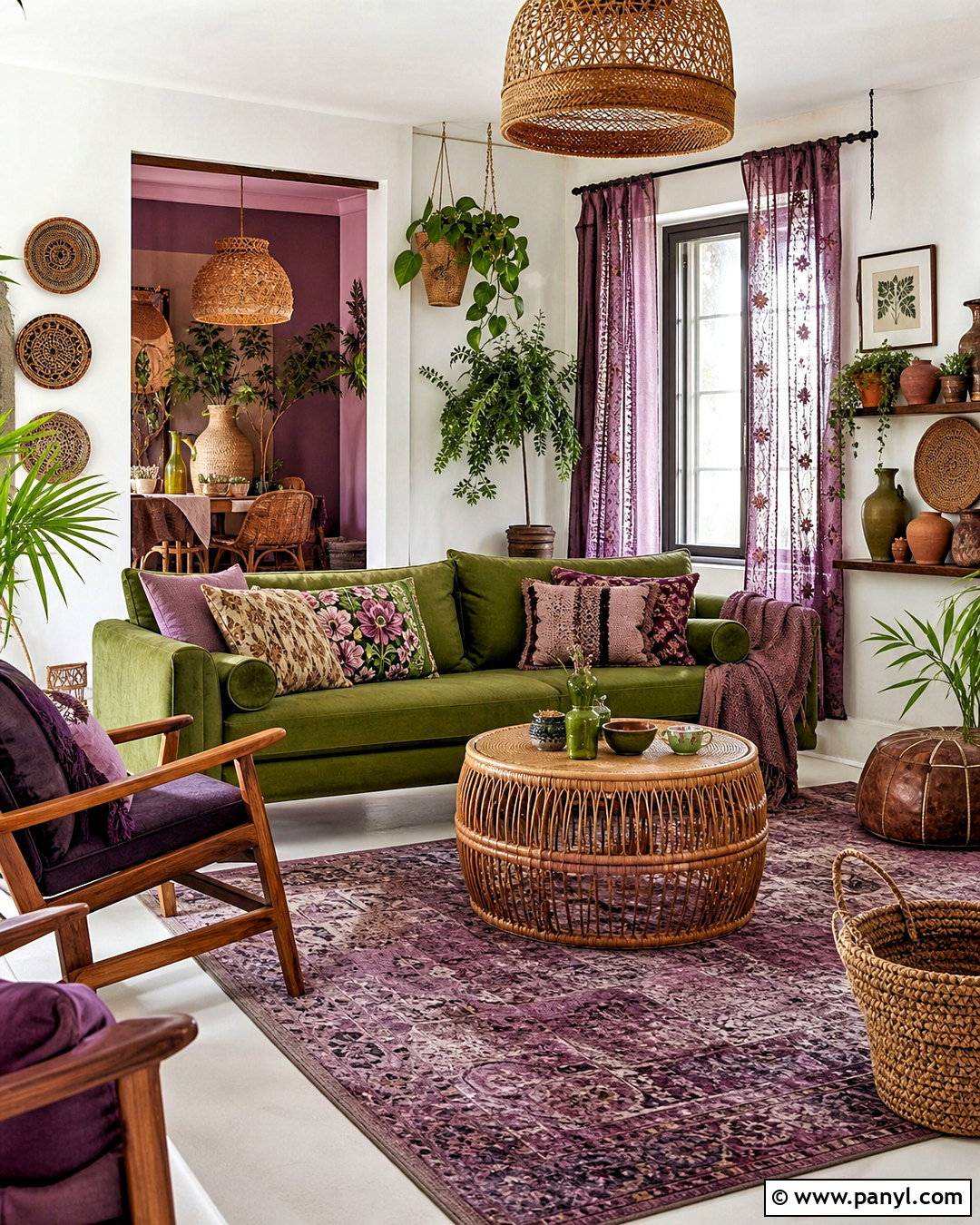 Purple And Green Boho Living Room - 20 purple and green living room ideas