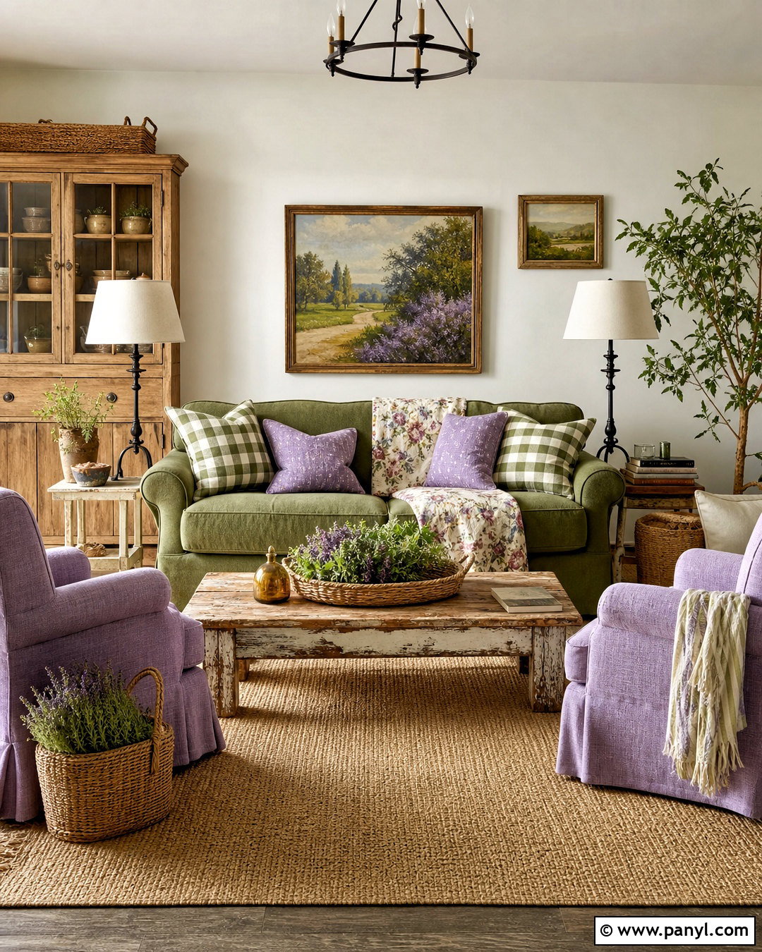 Purple And Green Farmhouse Living Room - 20 purple and green living room ideas
