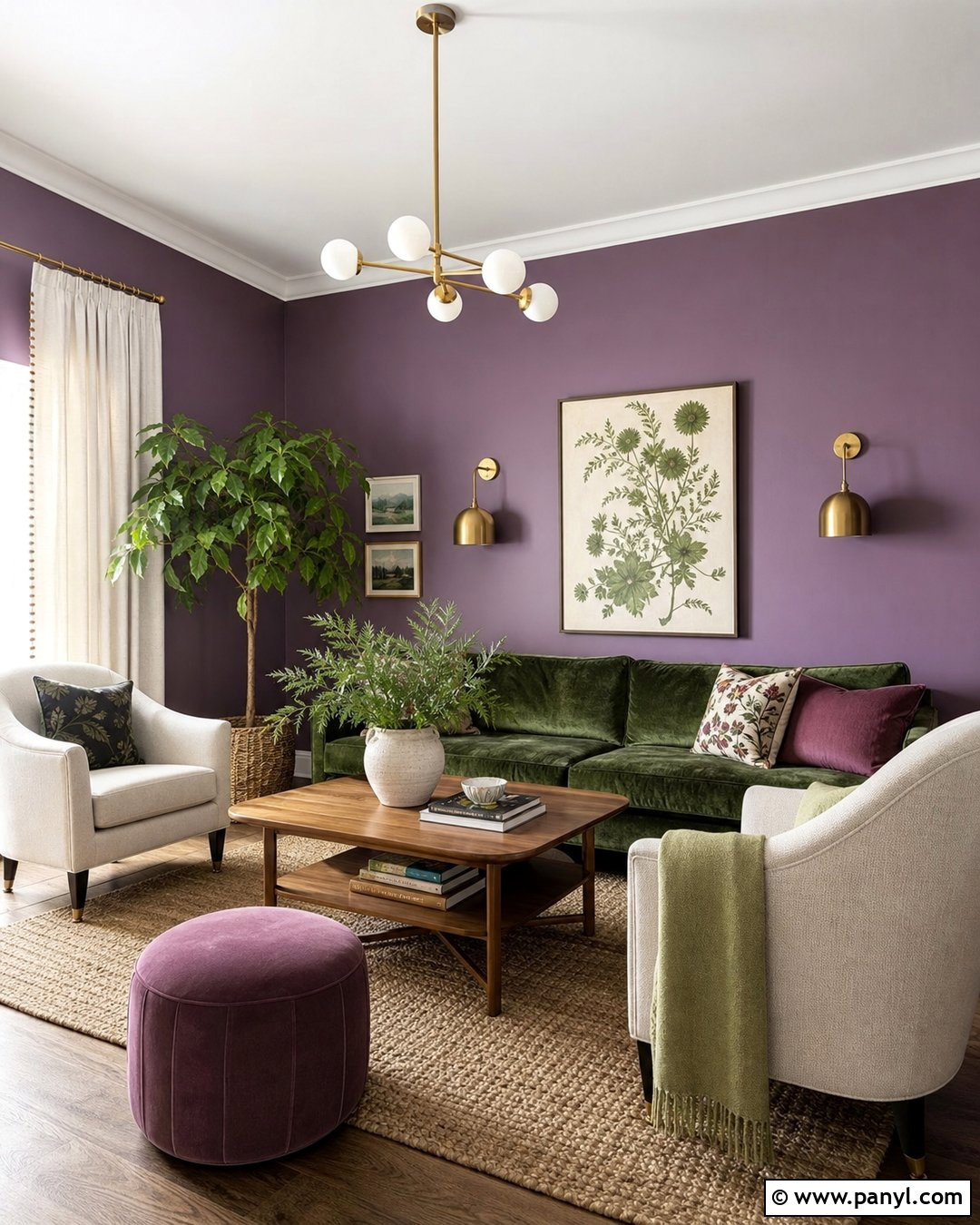 Purple And Green Living Room Wall - 45 Purple Wall Ideas