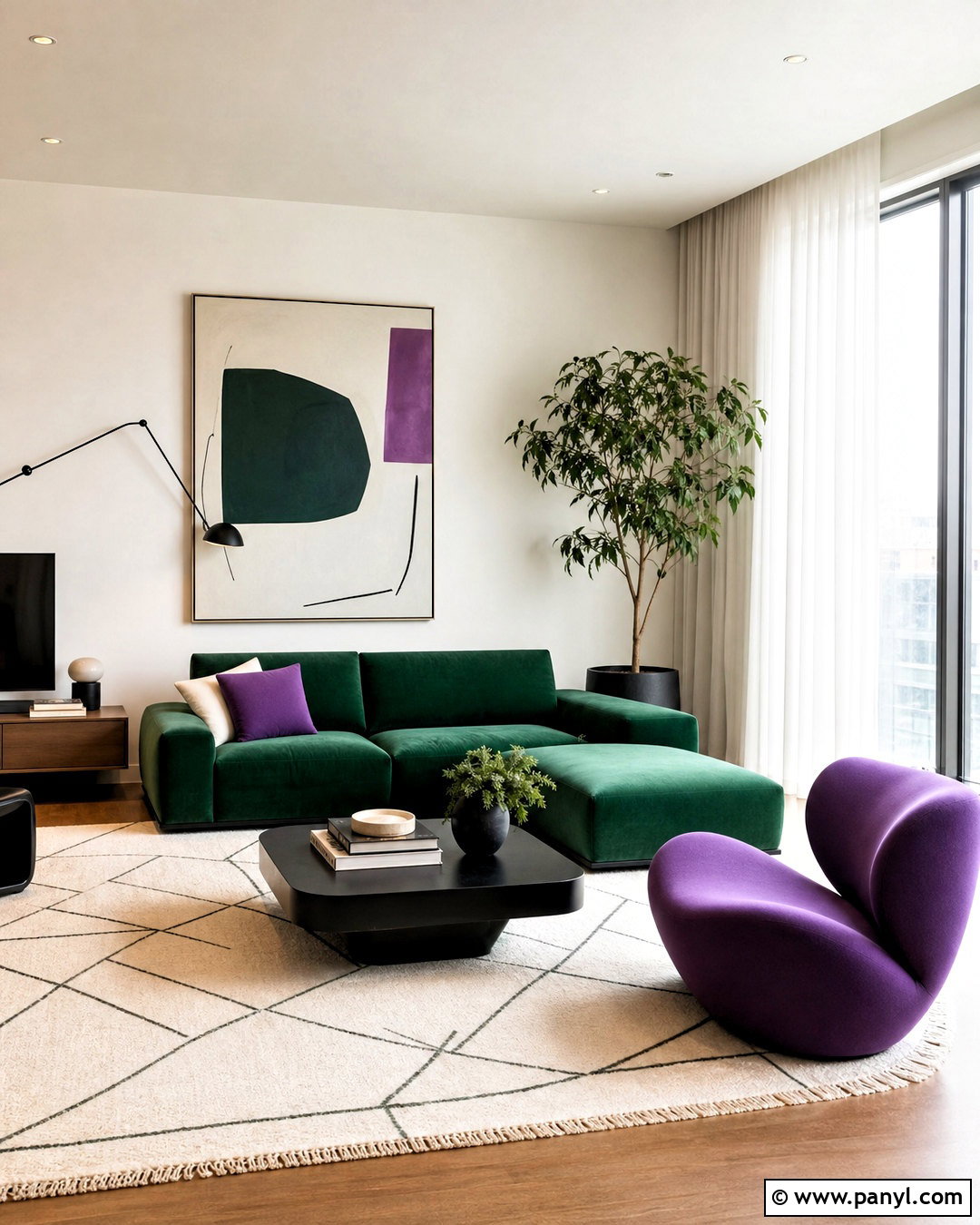 Purple And Green Modern Living Room - 20 purple and green living room ideas