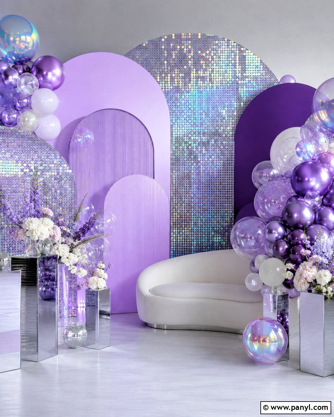 Purple And Holographic Metallic Backdrop - 20 metallic backdrop ideas