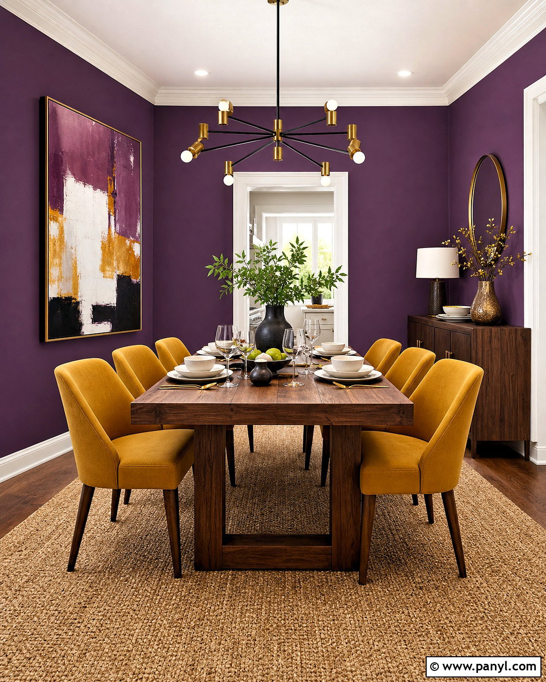 Purple And Mustard Dining Room - 20 purple room paint ideas