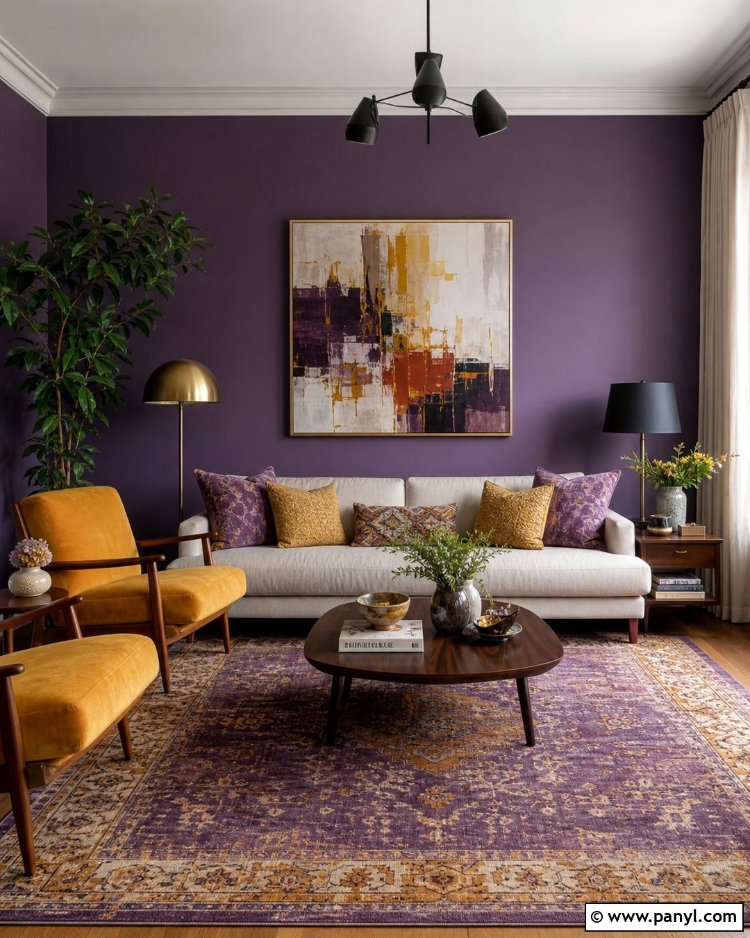 Purple And Mustard Living Room Walls - 35 Purple Wall Color Ideas