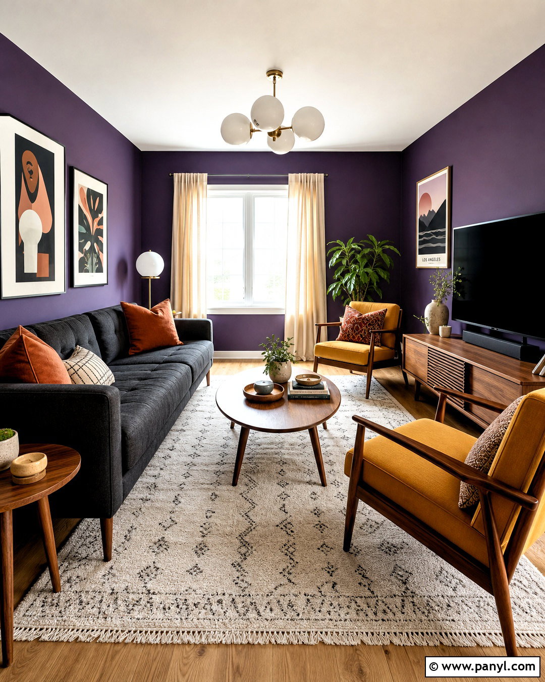 Purple And Mustard Living Room - 20 purple walls living room ideas