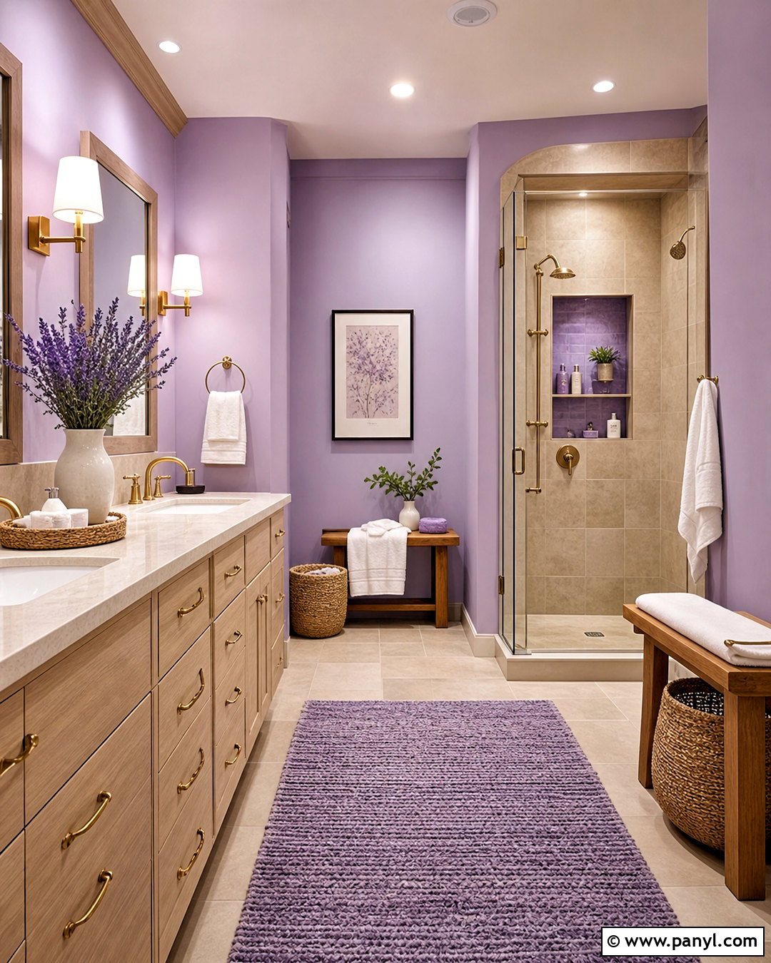 Purple And Natural Wood Bathroom - 20 purple bathroom ideas