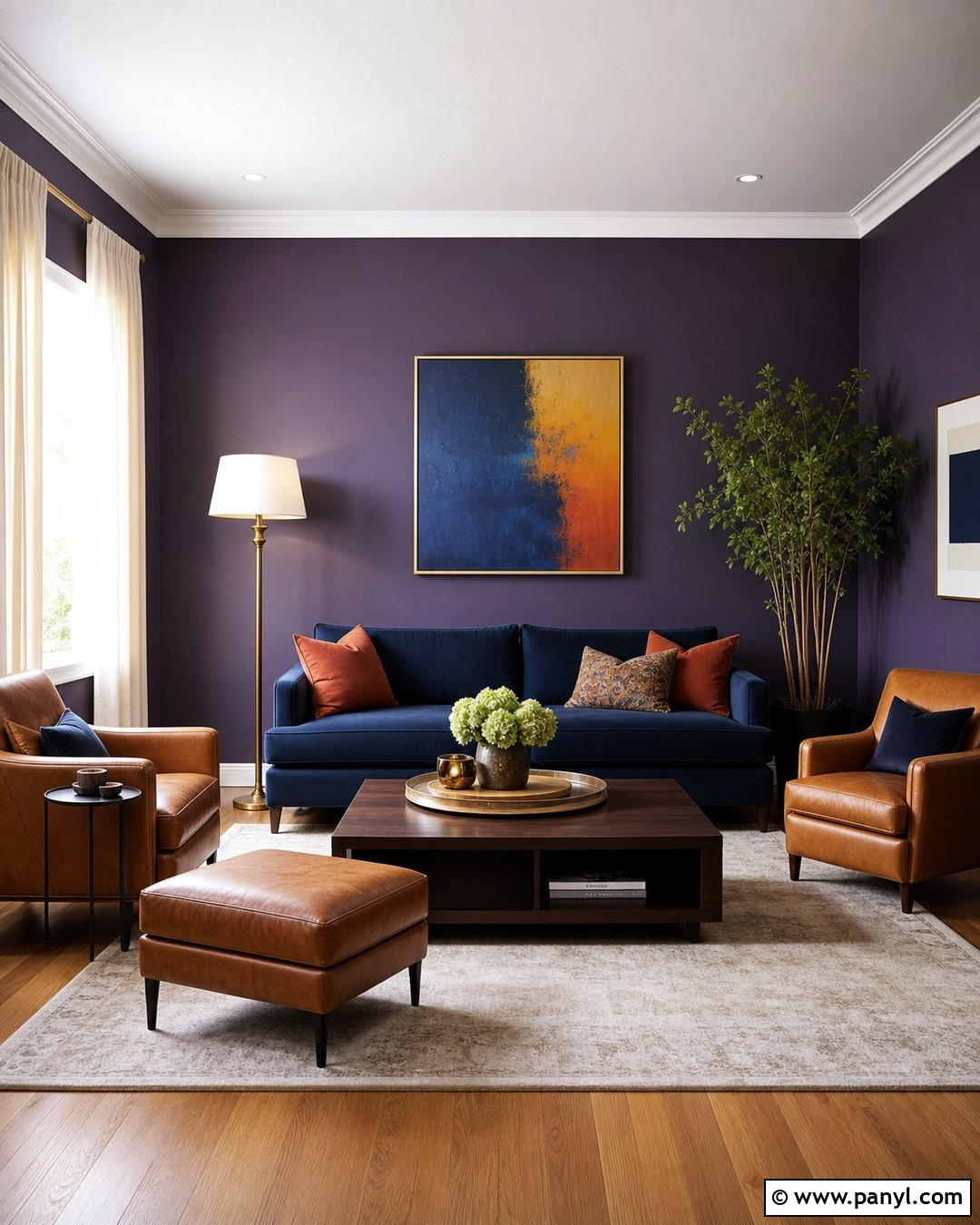 Purple And Navy Living Room Walls - 35 Purple Wall Color Ideas