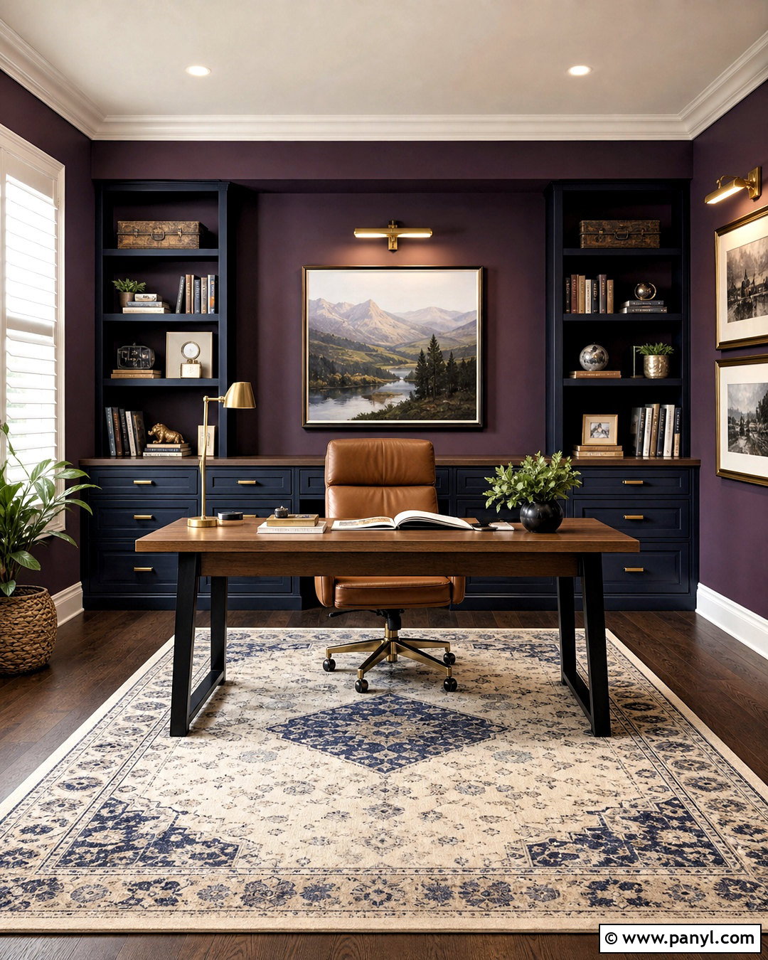 Purple And Navy Office - 20 purple office paint ideas