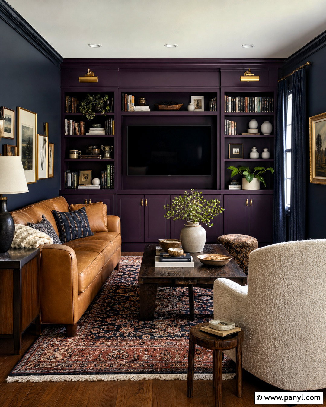 Purple And Navy Wall Den - 20 purple wall design ideas