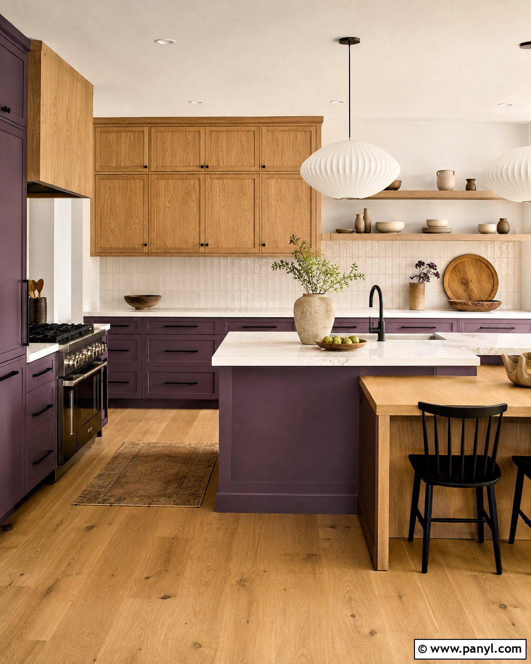 Purple And Oak Kitchen - 20 purple kitchen designs