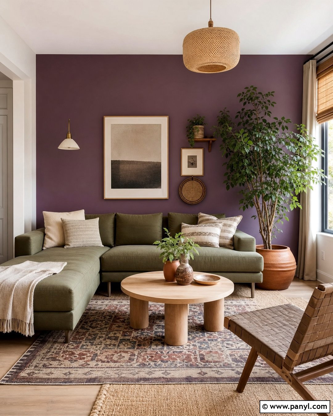 Purple And Sage Green Accent Wall Living Room - 30 Purple Accent Wall Living Room Ideas