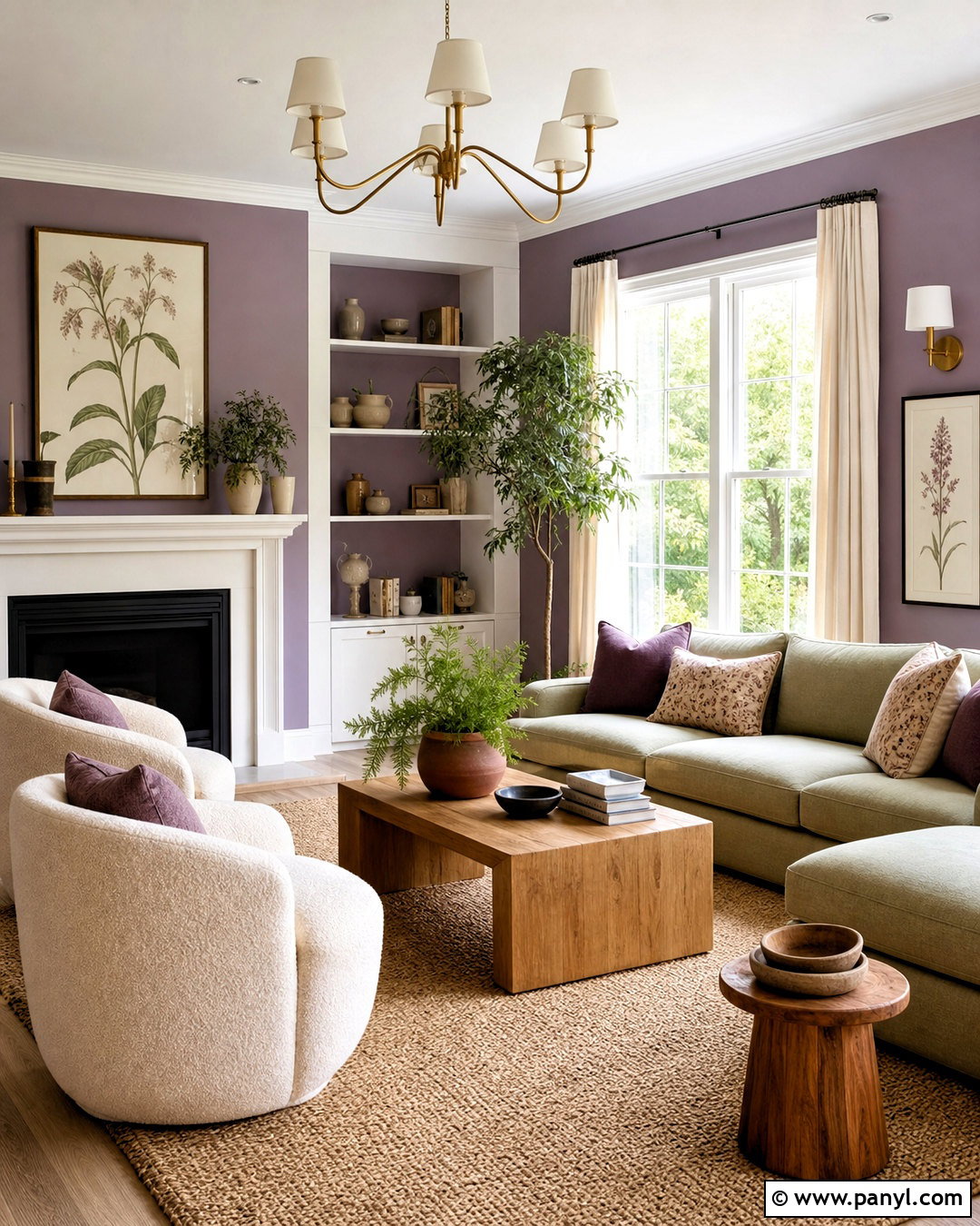 Purple And Sage Green Living Room - 20 purple walls living room ideas