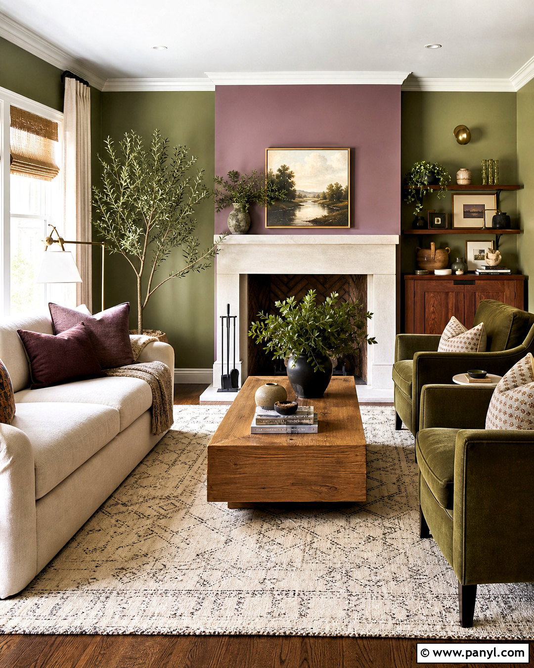 Purple And Sage Wall Living Room - 20 purple wall design ideas