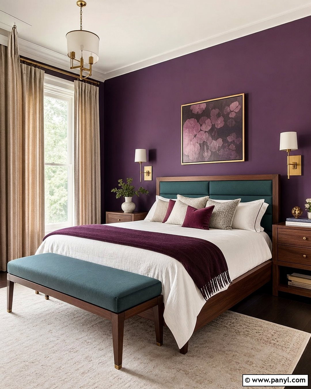 Purple And Teal Guest Room Wall - 45 Purple Wall Ideas