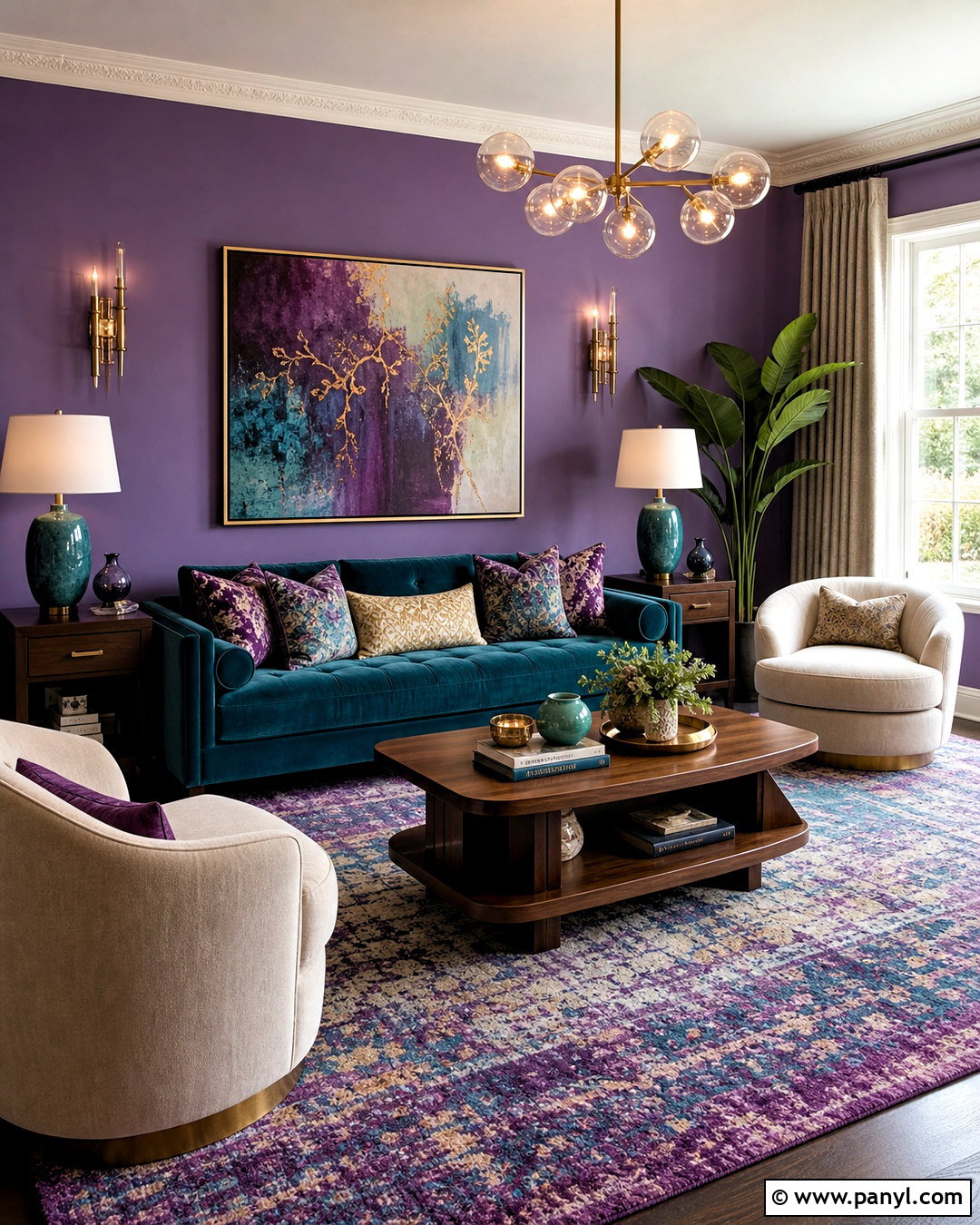 Purple And Teal Living Room - 20 purple walls living room ideas