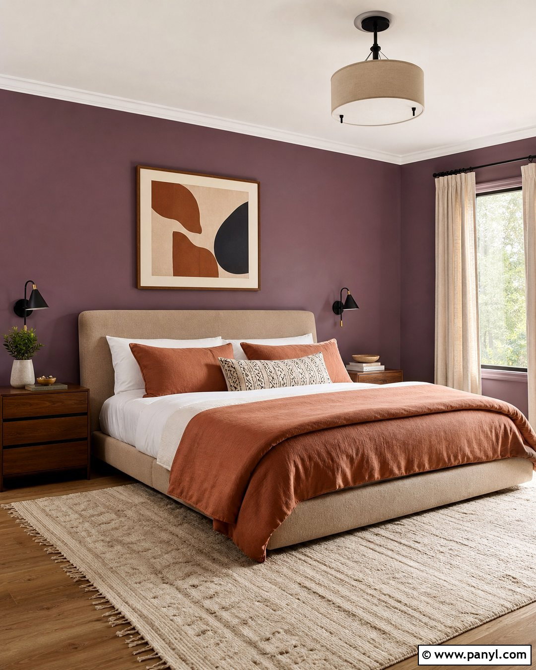 Purple And Terracotta Guest Room - 20 Modern Purple Wall Color Ideas