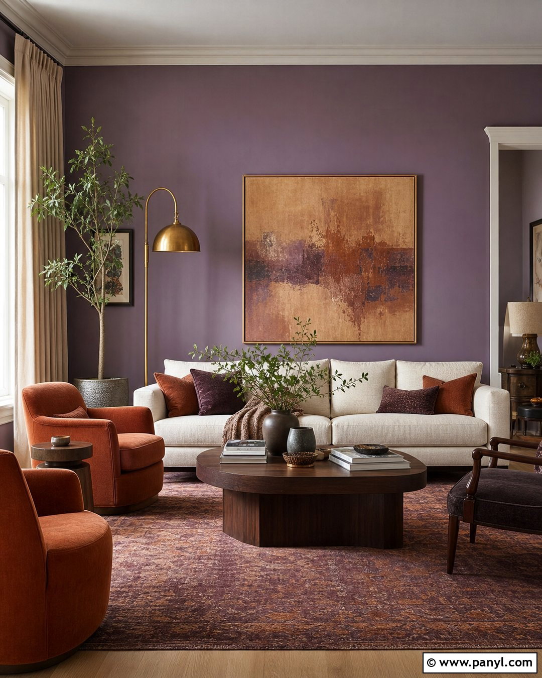 Purple And Terracotta Living Room Walls - 35 Purple Wall Color Ideas
