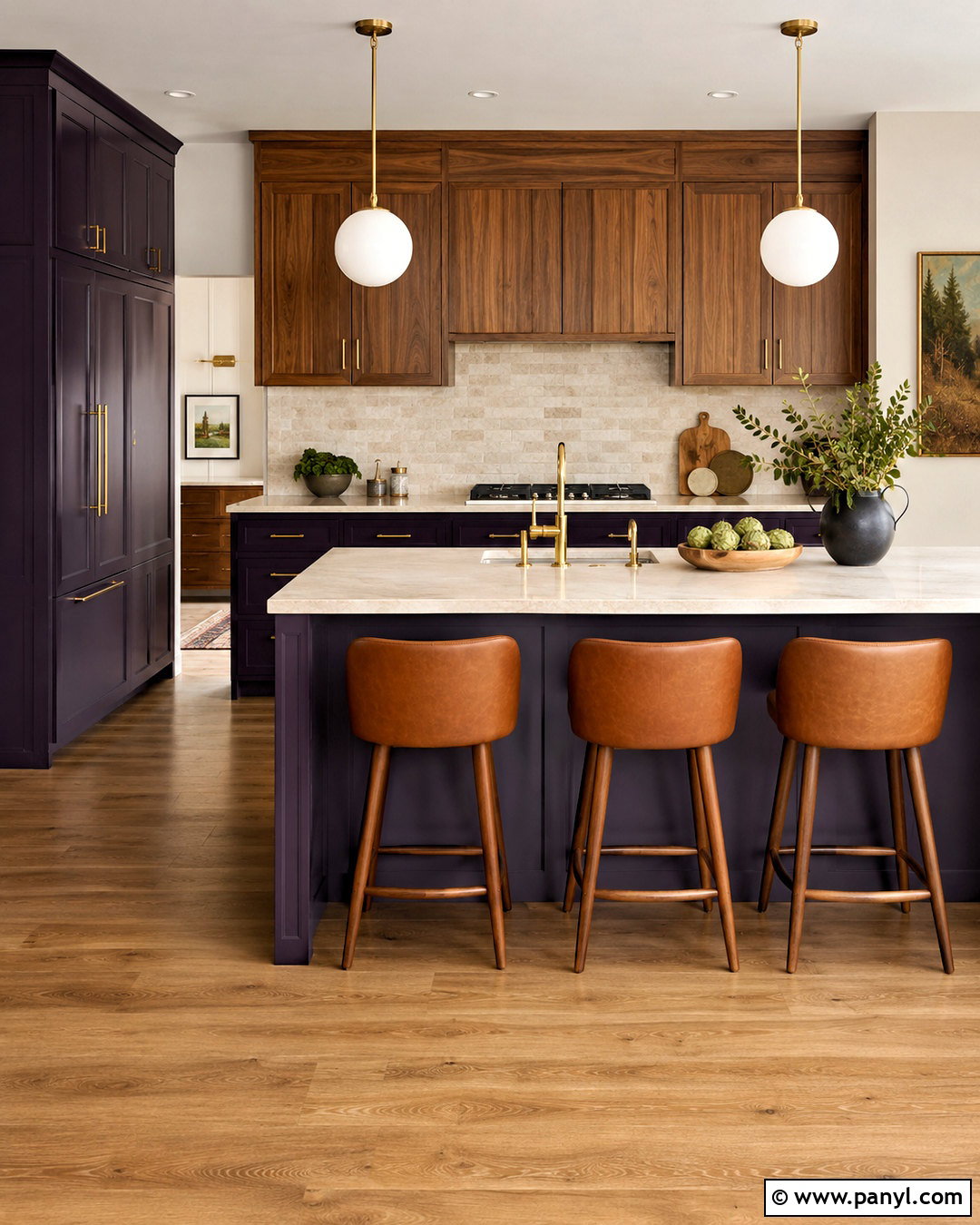 Purple And Walnut Kitchen - 20 kitchen color themes
