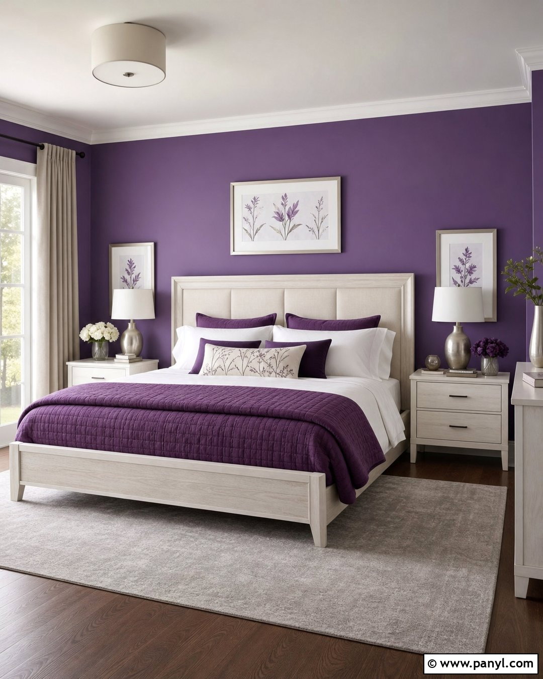Purple And White Bedroom Wall - 45 Purple Wall Ideas