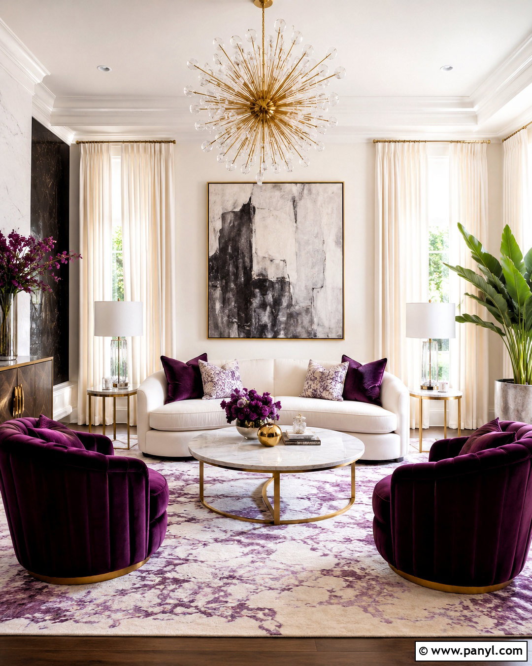 Purple And White Glam Living Room - 20 purple and white room ideas