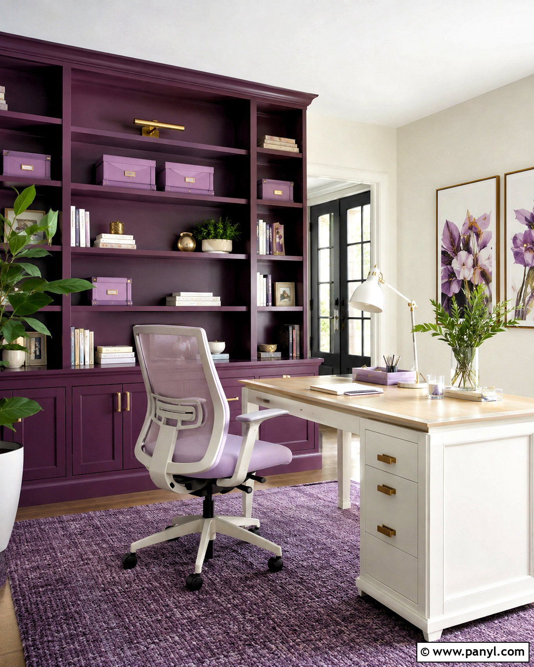 Purple And White Home Office - 20 purple and white room ideas