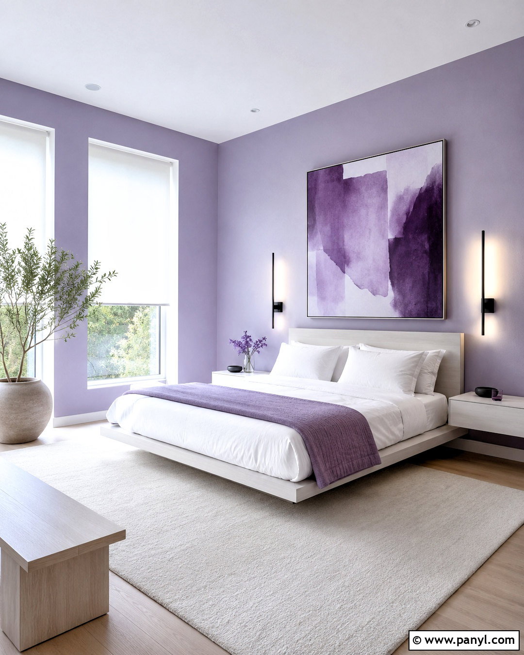 Purple And White Minimalist Bedroom - 20 purple and white room ideas