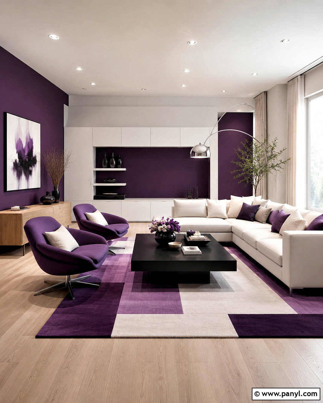 Purple And White Modern Living Room - 20 purple and white room ideas