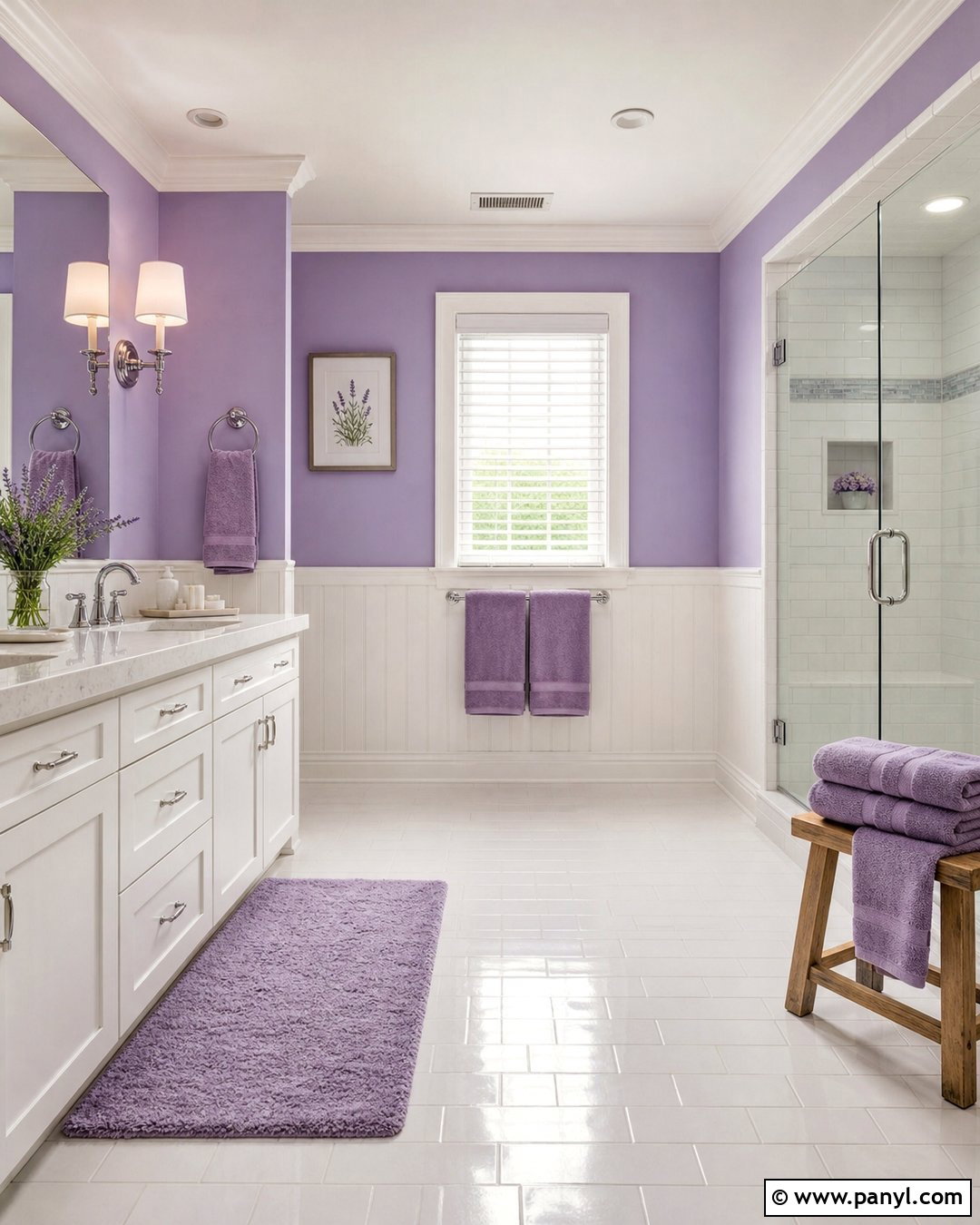 Purple And White Wall Bathroom - 35 Purple Wall Room Ideas