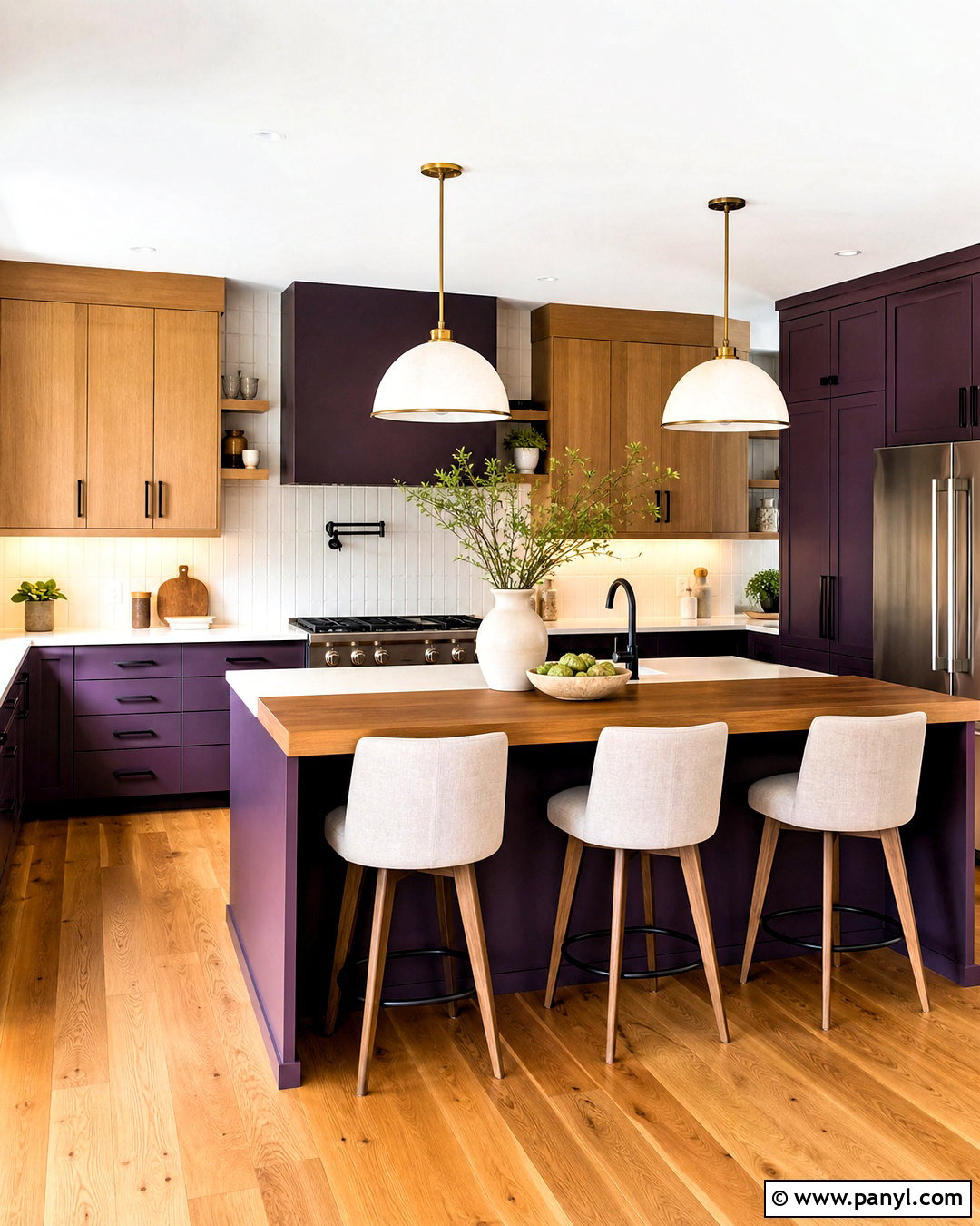 Purple And Wood Kitchen - 20 purple kitchen ideas