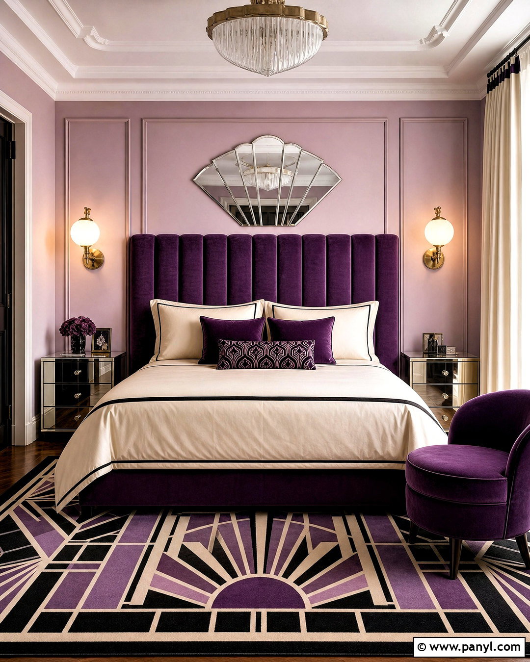 Purple Art Deco Bedroom - 20 purple bedroom aesthetic ideas