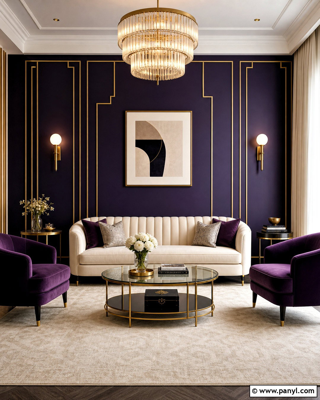 Purple Art Deco Feature Wall - 20 purple feature wall ideas
