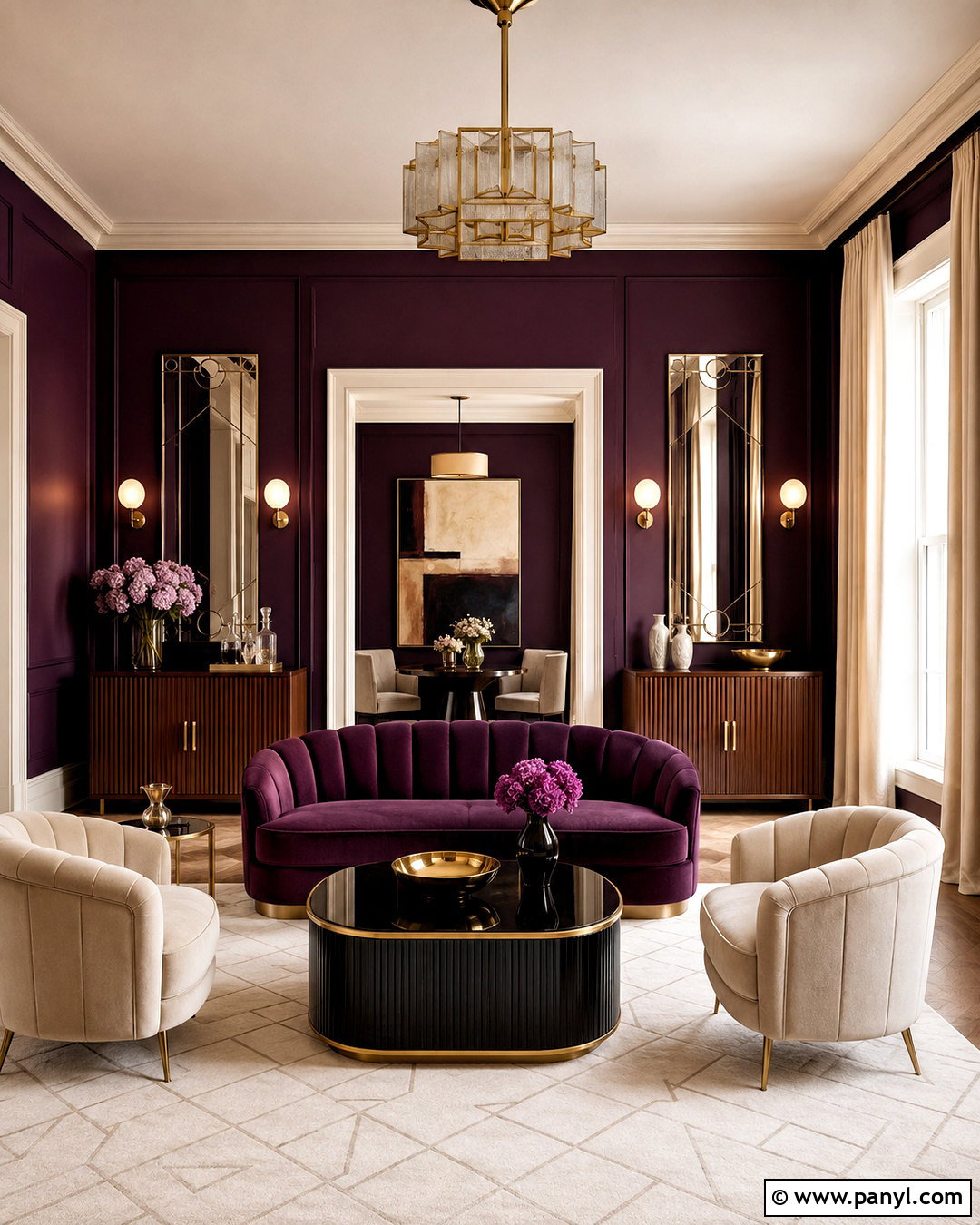 Purple Art Deco Living Room - 20 purple interior design living room ideas
