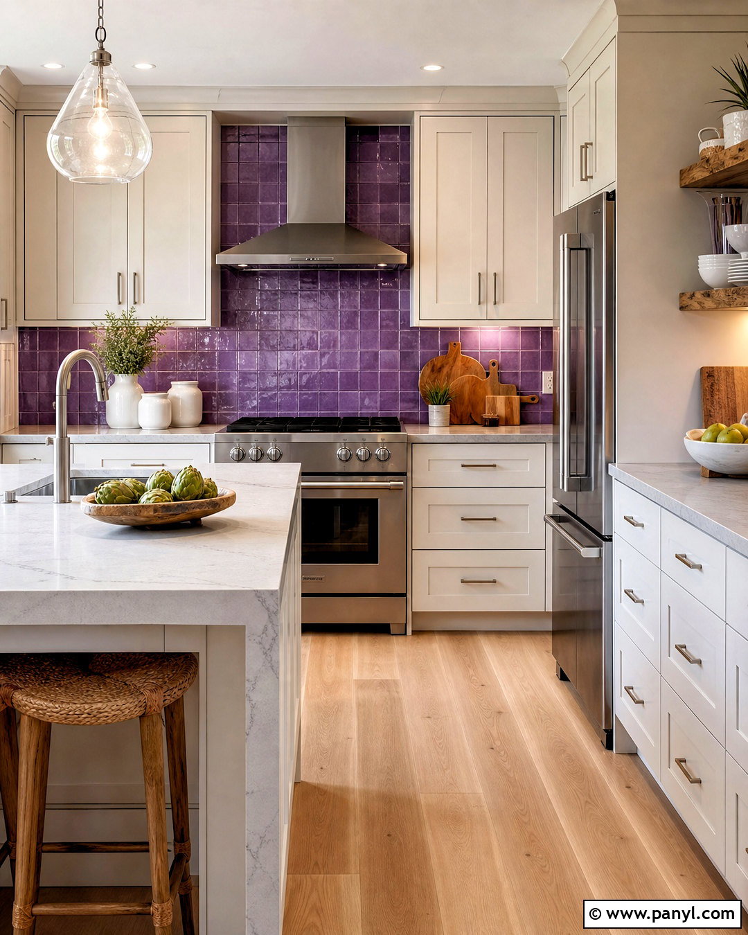Purple Backsplash With White Cabinets - 20 purple kitchen designs
