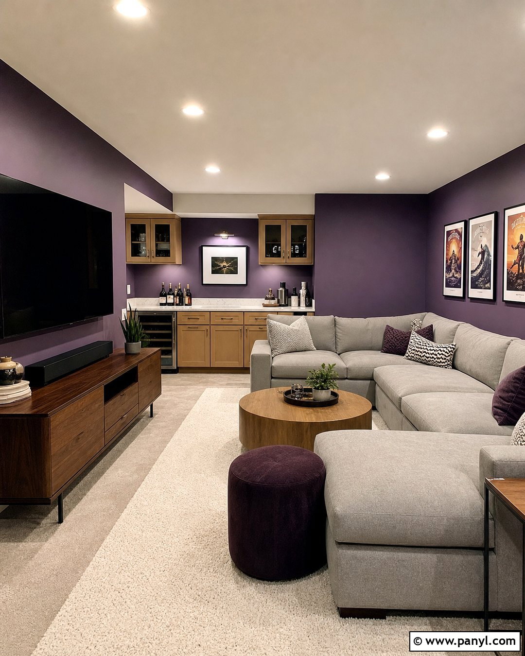 Purple Basement Lounge Wall - 45 Purple Wall Ideas